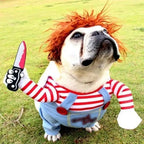 🎭 Costume Divertente a Righe per Cani – Cosplay con Accessori