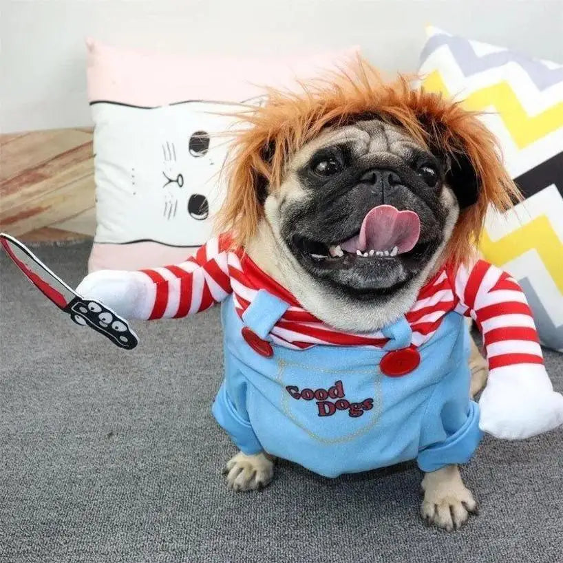 🎭 Costume Divertente a Righe per Cani – Cosplay con Accessori