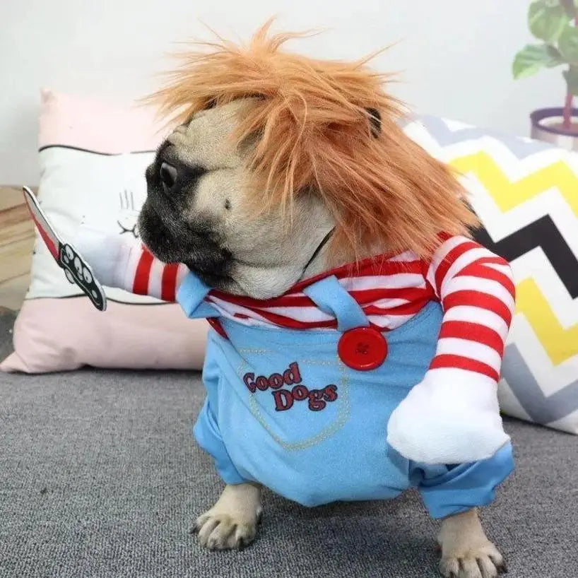 🎭 Costume Divertente a Righe per Cani – Cosplay con Accessori