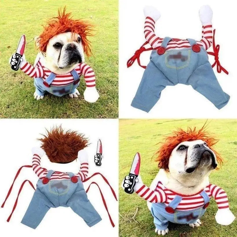 🎭 Costume Divertente a Righe per Cani – Cosplay con Accessori